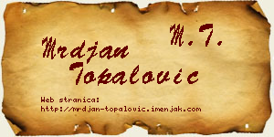 Mrđan Topalović vizit kartica